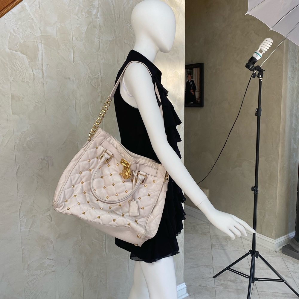 Michael Kors Off White Stud Quilted Hamilton Bag